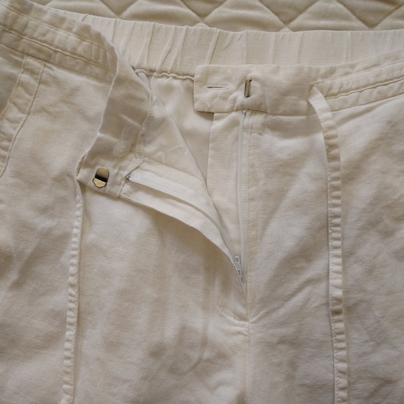 Sag Harbor Women's White Wide-Leg Pants,55%linen,45%Rayon,Lining 100%polyester. - Picture 9 of 11